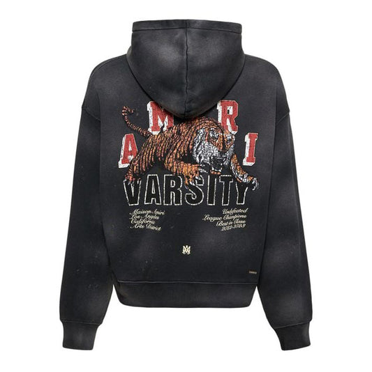 AMIRI Distressed Logo-Print Cotton-Jersey Hoodie
