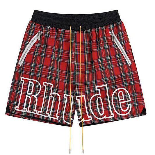 RHUDE Logo-Embroidered Checked Cotton-Flannel Drawstring Shorts