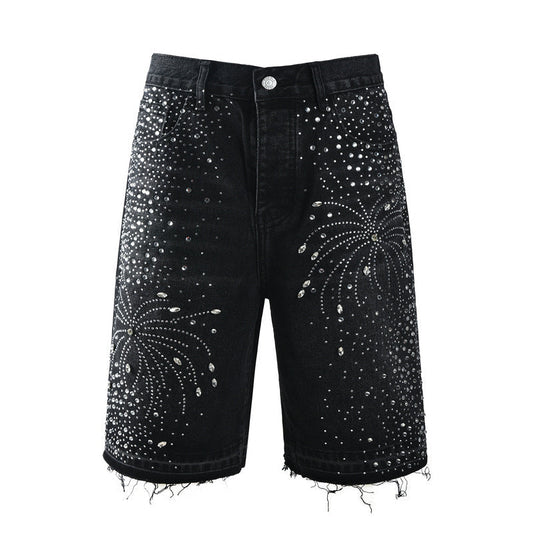 Purple Brand Crystal Diamond Denim Shorts #5103