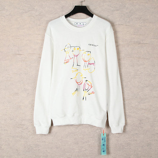 OFF WHITE Cartoon line character round neck pullover sweatshirts