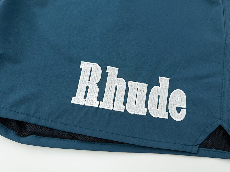 RHUDE embroidered tie elastic track shorts
