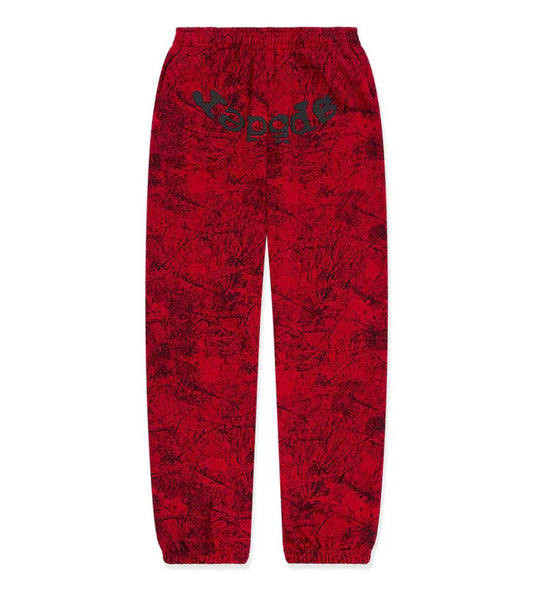 Sp5der OG Tree Camo Sweatpants Red