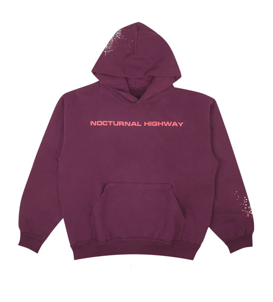 Sp5der Nocturnal Highway Hoodie Dark Purple